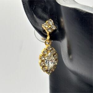 Stunning Gold Oval Crystal Earrings